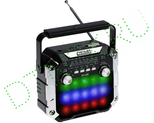Радиоприемник РП-228 USB/microSD/AUX, светодиодный фонарь, дискосвет