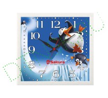 Часы настен Sakura ПЕ-А8 Веселые пингвины мрамор